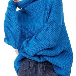 Free People Swim Too Deep Turtleneck Sweater $128 Retail